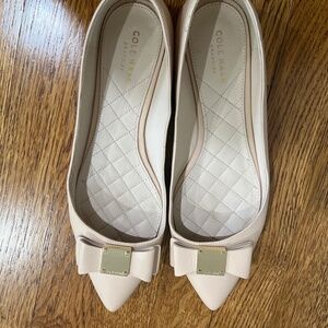 Beige Pointy Toe Flat